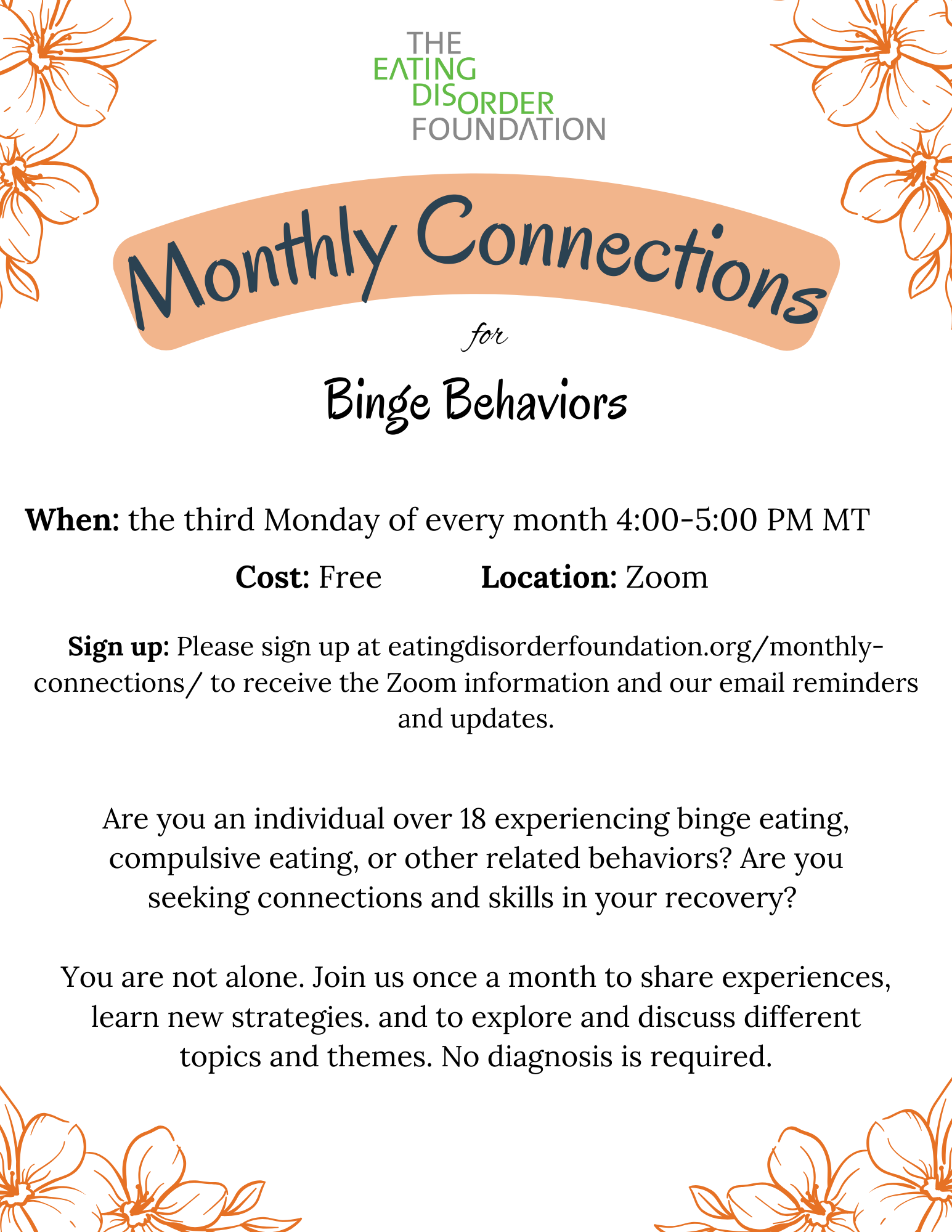 Monthly Connections - Binge Behaviors @ Virtual